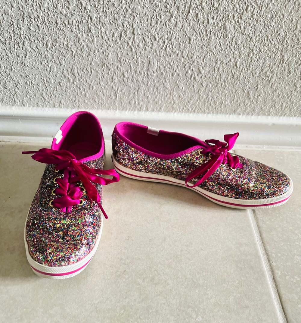 Keds for Kate Spade New York Multicolor Rainbow Glitter Sneakers with Ribbon Lac